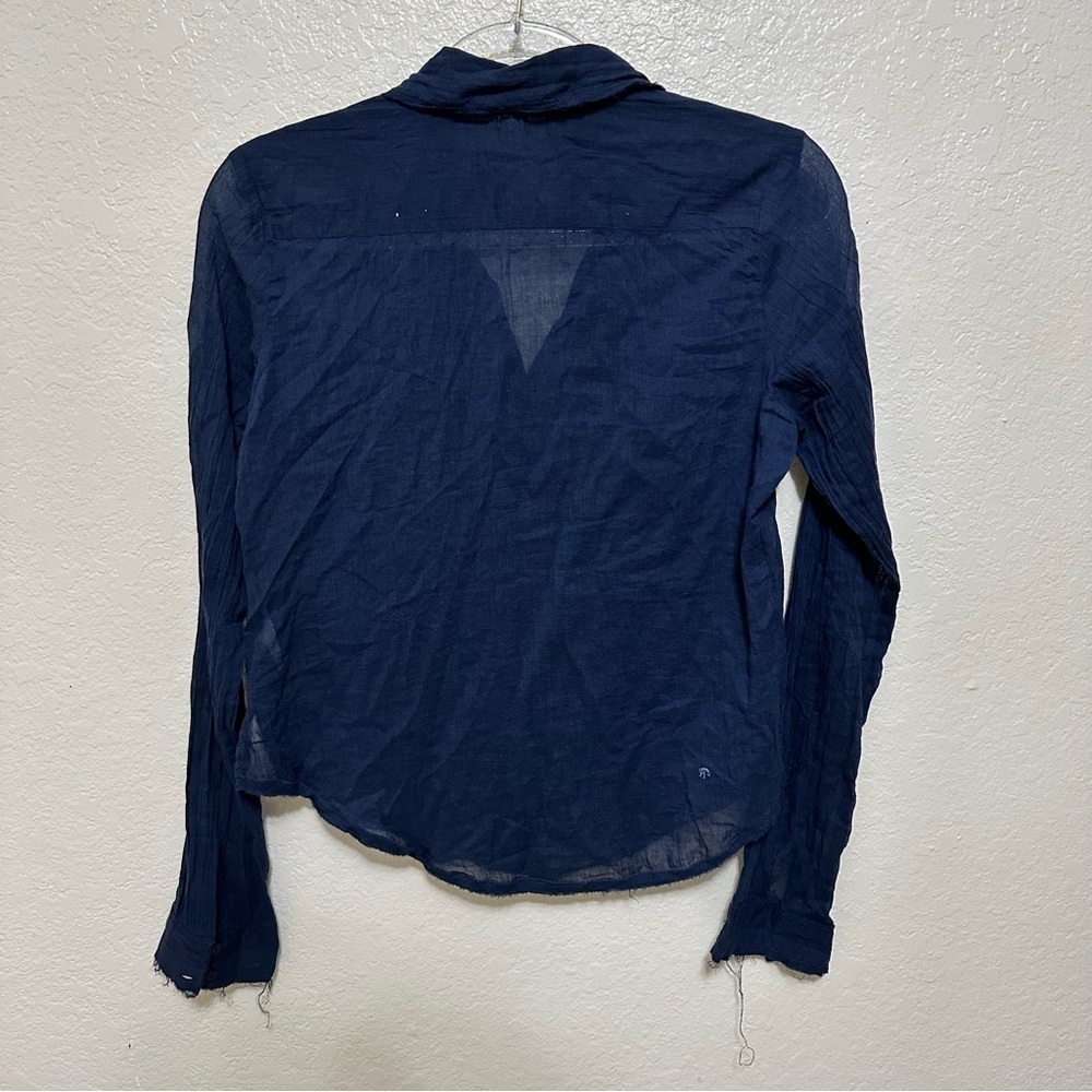 New Free People navy blue Drew Tuxedo Shirt size XS - Picture 9 of 9